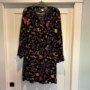Old Navy Black Floral Long Sleeve Dress